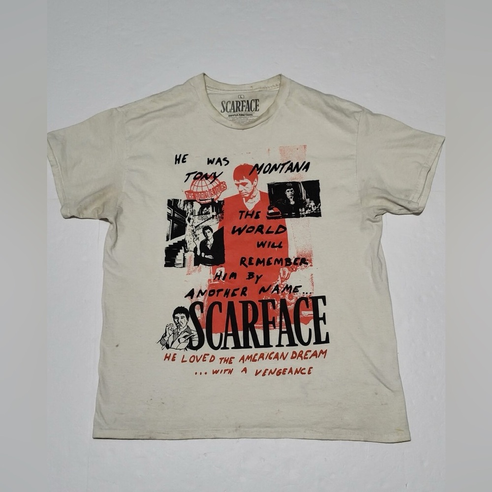 Ripple Junction Scarface Graphic Tee - Cream and Red